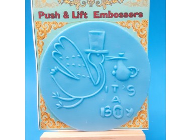 IT'S A BOY with Stork Embosser Stamp