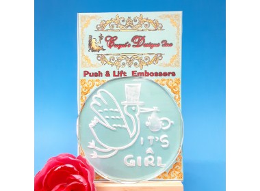 IT'S A GIRL with Stork Embosser Stamp
